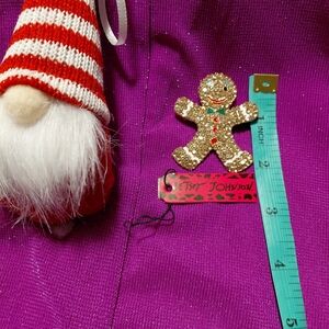 Betsey Johnson Gold Glitter Gingerbread Brooch